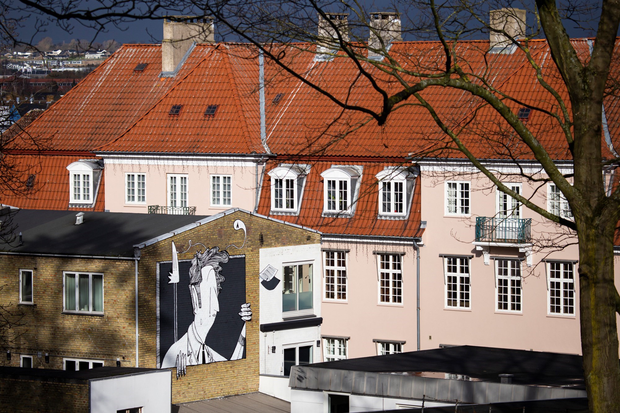 En Graffitimalet Husgavl i Næstved Bymidte