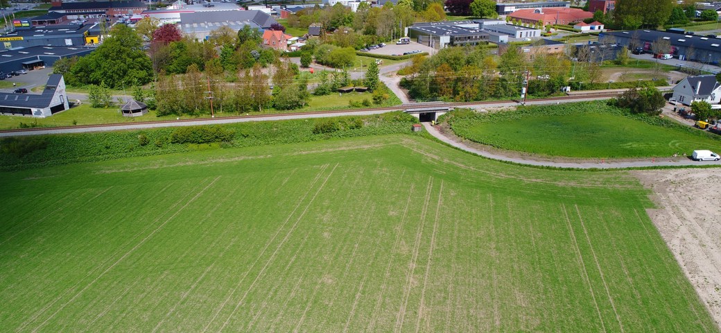 Dronefoto af mark i Næstved Nord