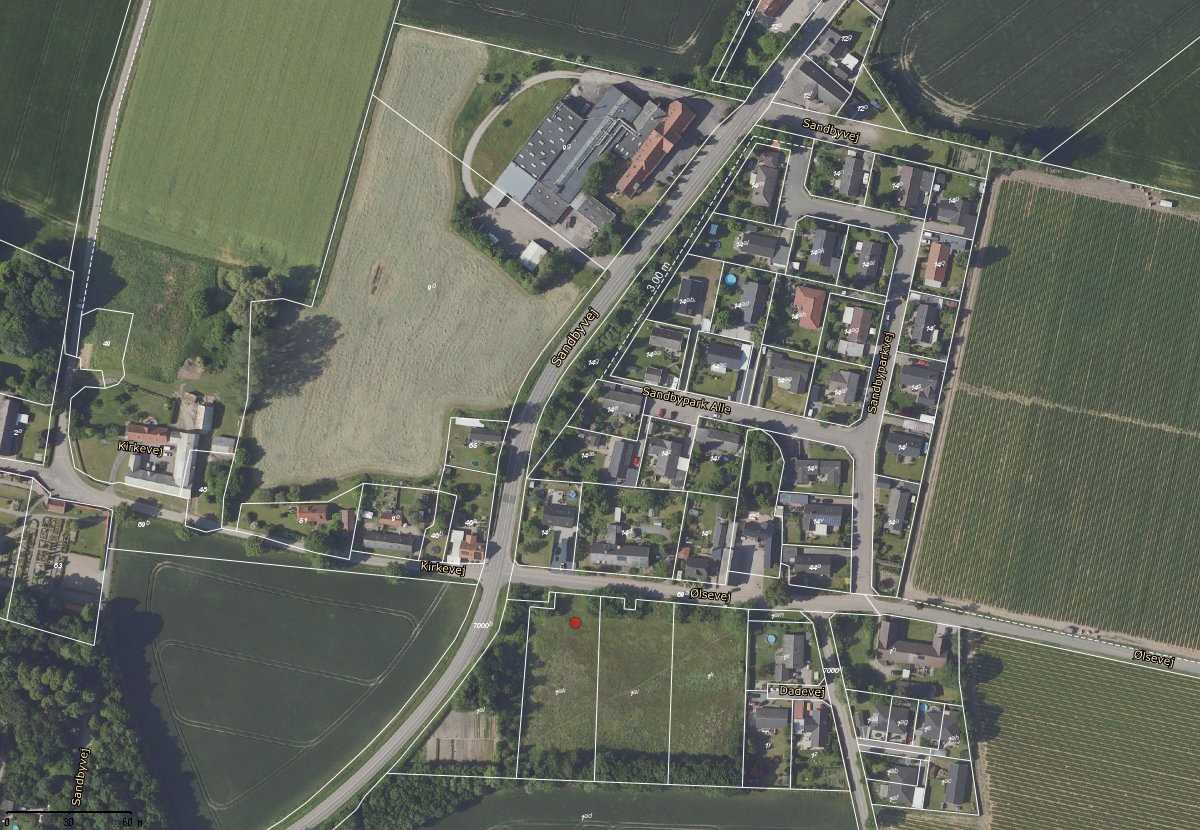 Luftfoto fra webgis over Sandby ved Glumsø