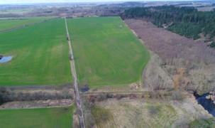 Luftfoto af placering af nyt værksted nær Mogenstrup Luftfoto af placering af nyt værksted nær Mogenstrup