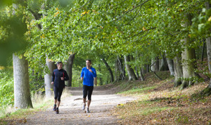 To mænder, der løber i en skov To mænder, der løber i en skov