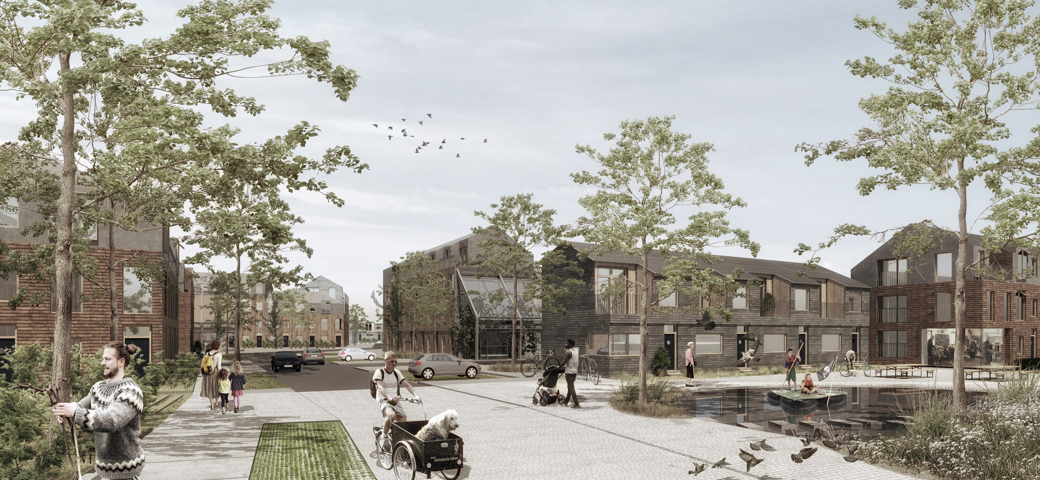 Billede af kommende bebyggelse på Stenlængeområdet