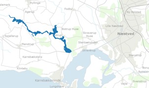 Kort over 172 ha nyt vådområde Kort over 172 ha nyt vådområde