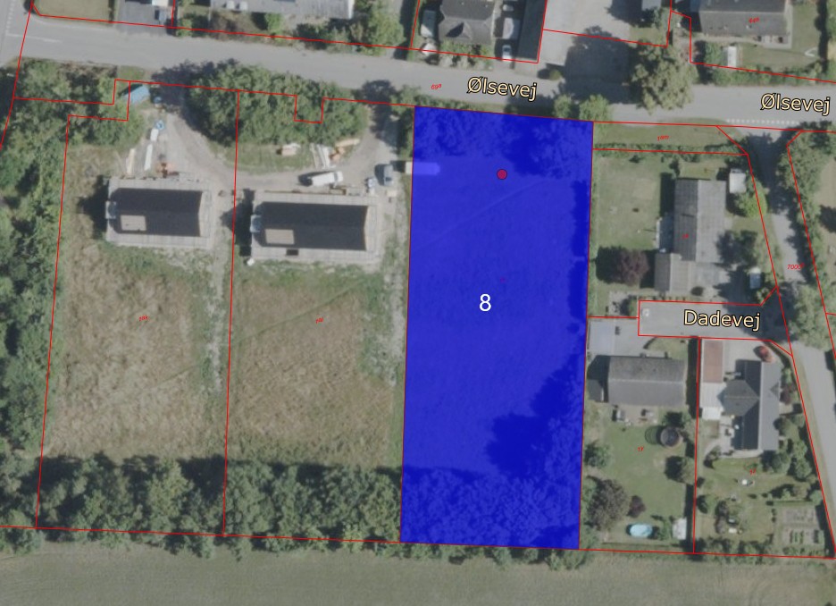 Kort fra webgis over Ølsevej 8 i Sandby, Glumsø