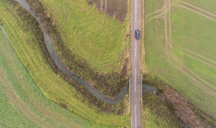 Dronebillede af Landevej Holme Olstrup Dronebillede af Landevej Holme Olstrup