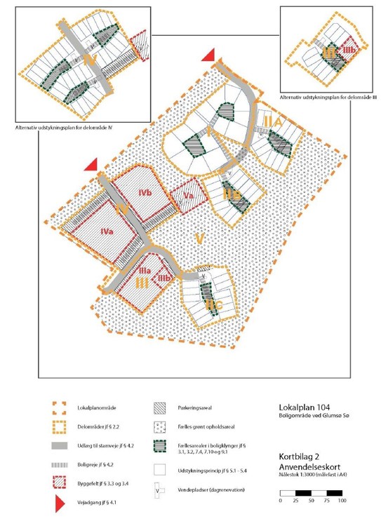 Kortbilag 2 fra lokalplan 104 vedr. anvendelse