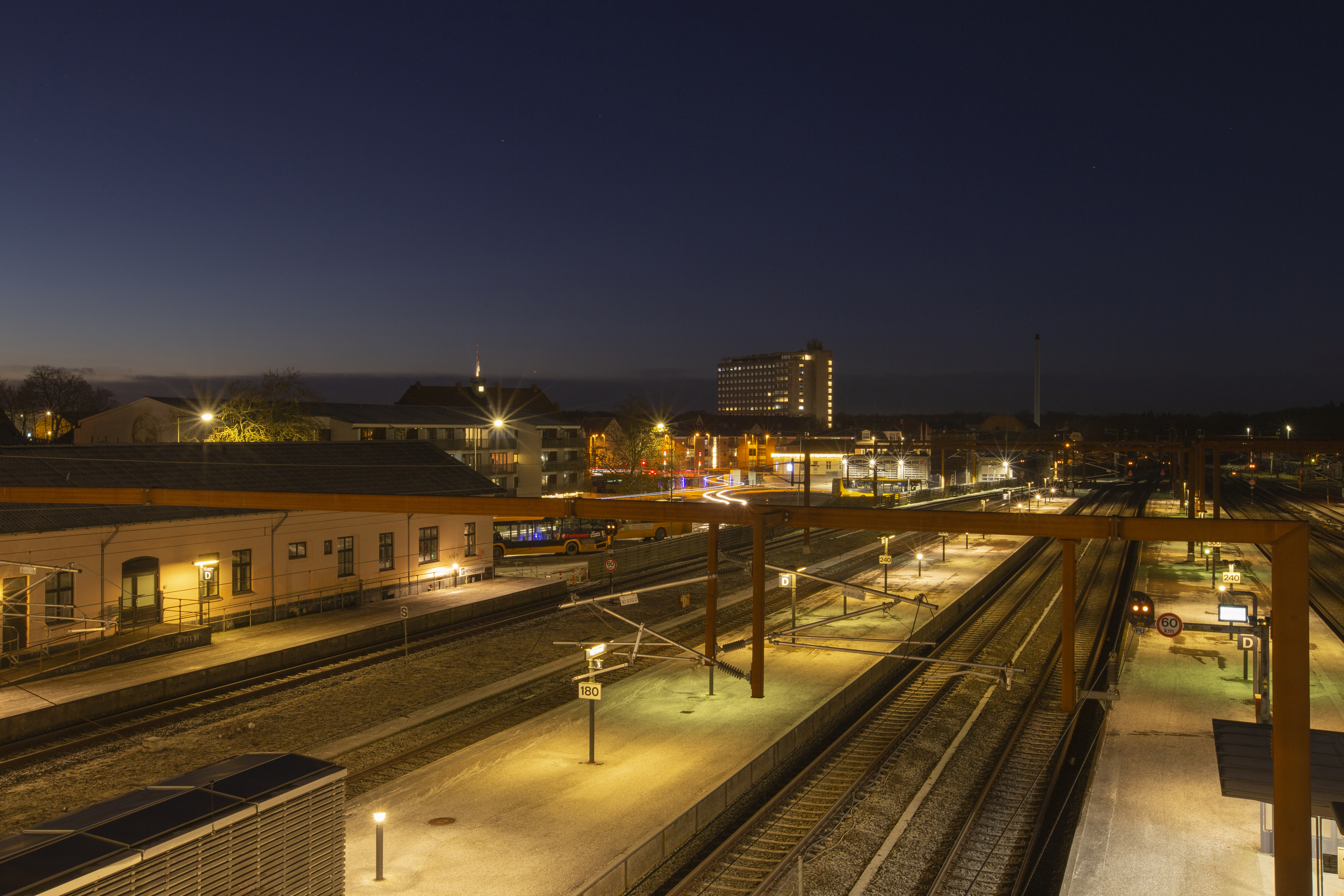 Aftenbillede af Næstved Station
