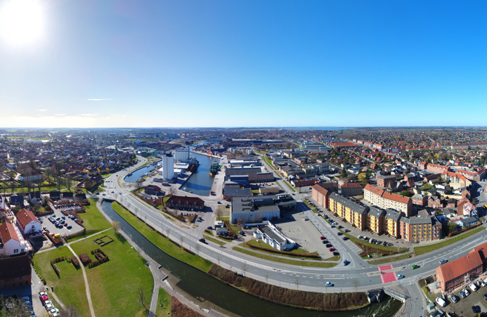 Panoramabillede over Næstved by