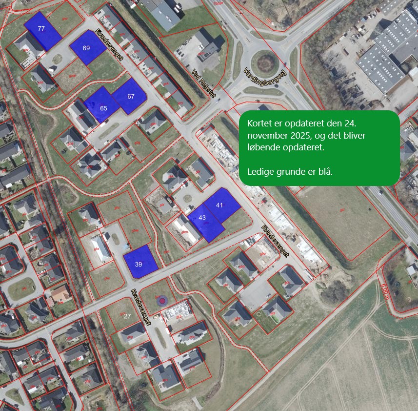 Kort over ledige grunde pr. 24. november 2025 på kvædevænget