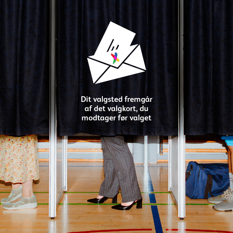 Billedgrafik, der oplyser, at dit valgsted fremgår af det valgkort, du modtager før valget