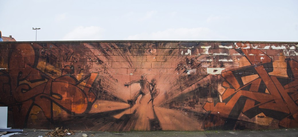 Graffitikunst på mur i Næstved