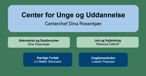 Organisationsdiagram for Center for Unge og Uddannelse i Næstved Kommune