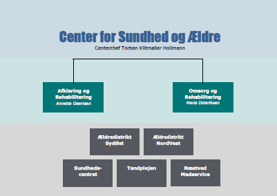 Organisationsdiagram over Center for Sundhed og Ældre