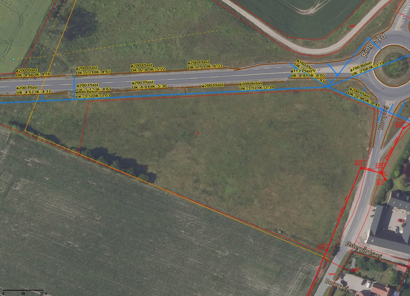 Kort fra webgis vedr. matr.nr. 8c, Stenstrup by, Rønnebæk