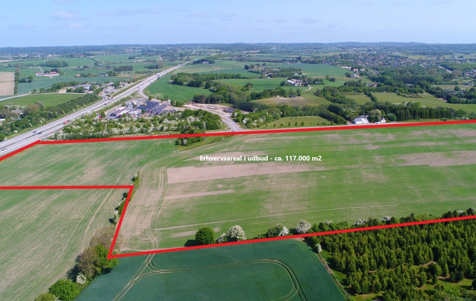 Kort over nyt erhvervsområde i Tappernøje