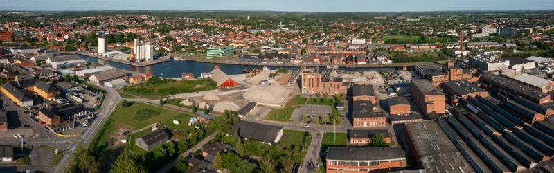 Næstved Havn og Maglemølle området set med drone fra vest